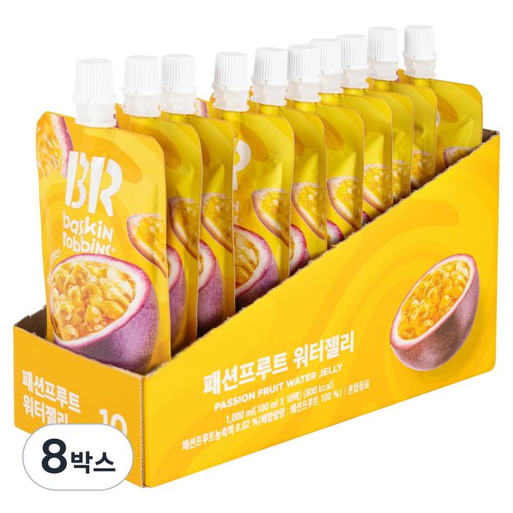 배스킨라빈스 얼려먹는 패션프루트 워터젤리 10개입, 1L, 8박스