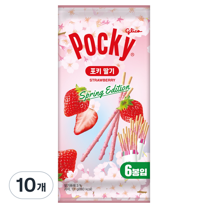 포키 딸기 막대과자 6p, 131g, 10개