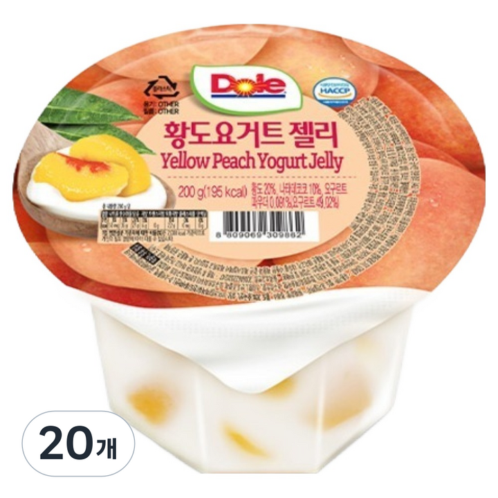 돌 황도 요거트 컵젤리 1개입, 200g, 20개