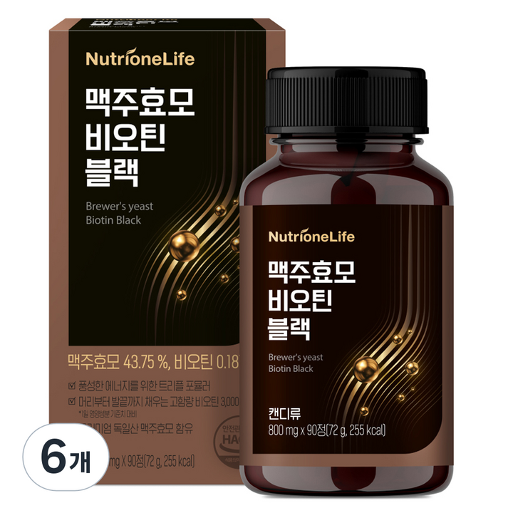 뉴트리원 맥주효모 비오틴 블랙, 90정, 6개