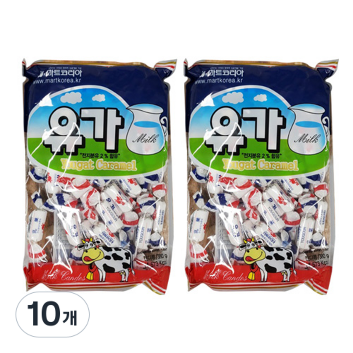 리소하우스 대용량 입가심 유가 카라멜 사탕, 380g, 10개