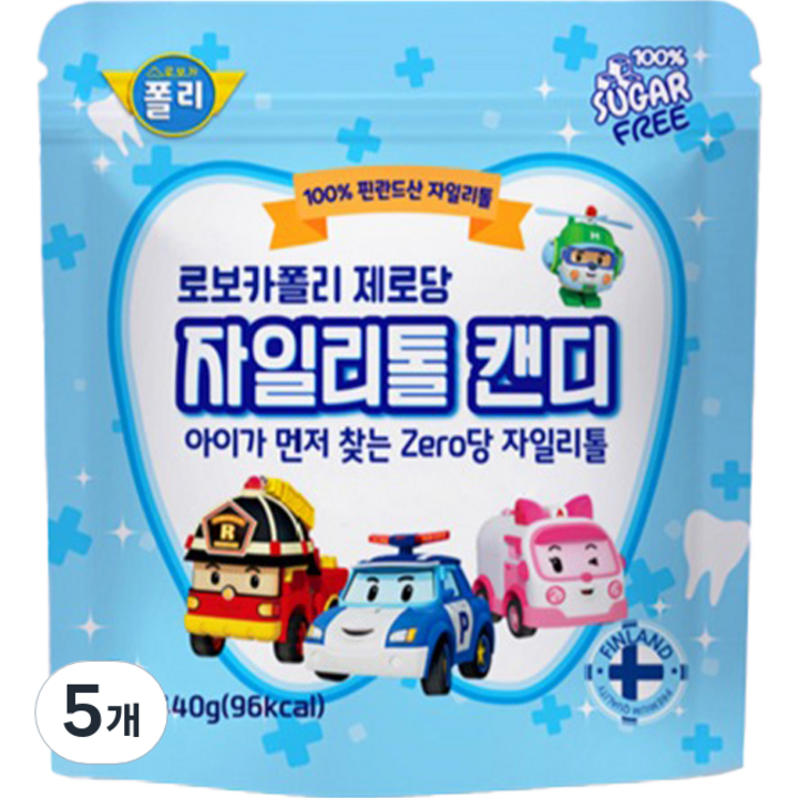 로보카폴리 제로당 캔디, 자일리톨, 40g, 5개