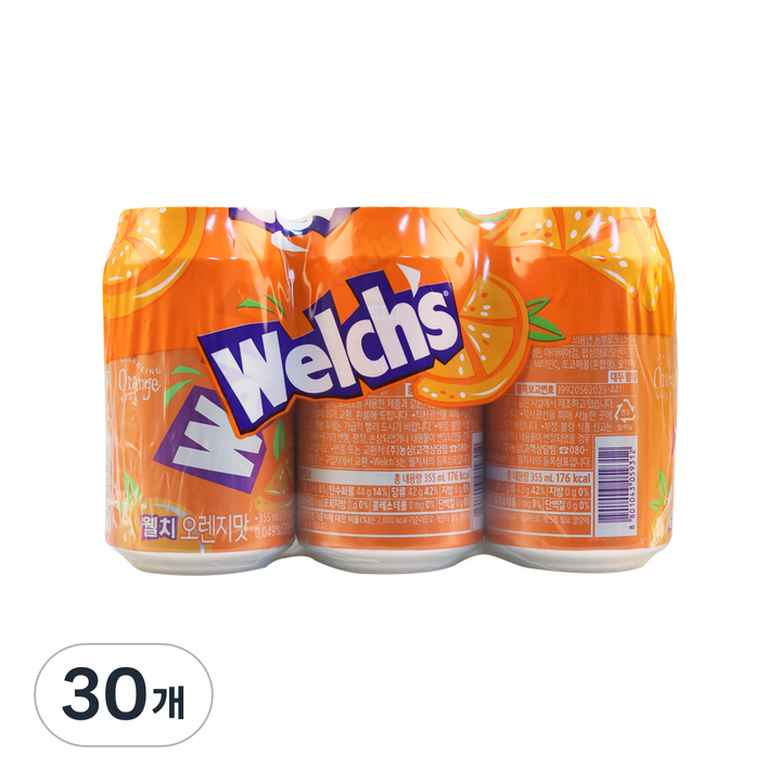 웰치 소다 오렌지맛, 30개, 355ml
