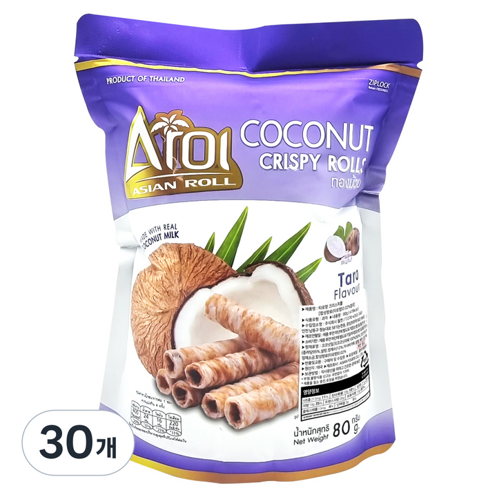아로이 코코넛 크리스피 롤 타로, 80g, 30개