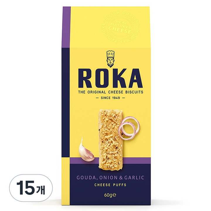 로카 고다 치즈 패스츄리 어니언 앤 갈릭, 60g, 15개