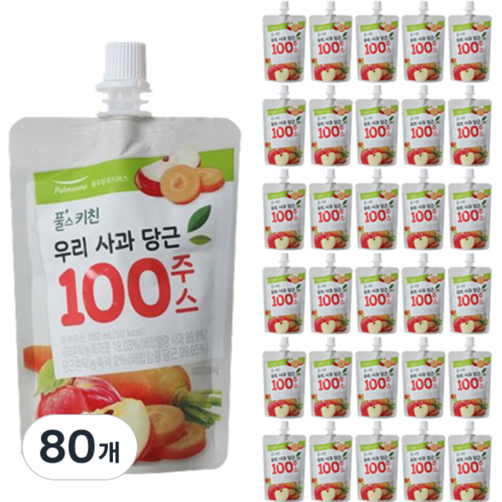 풀무원 풀스키친 우리 사과 당근 100주스, 100ml, 80개