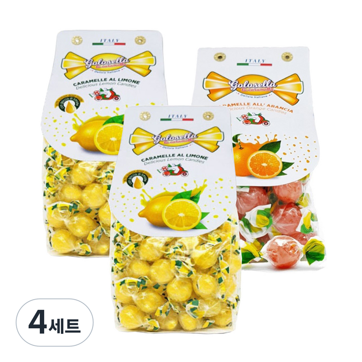 골로셀라 캔디 레몬 200g x 2p + 오렌지 200g 세트, 4세트