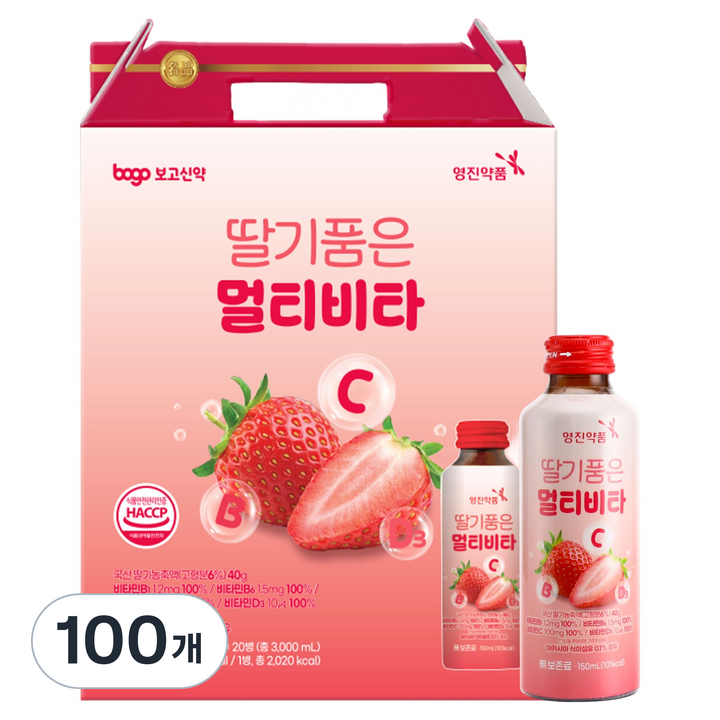 영진약품 딸기품은 멀티비타 드링크 음료, 100개, 150ml