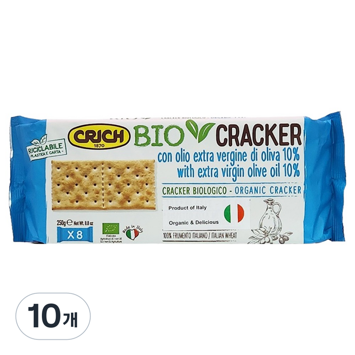 크릭 유기농 엑스트라버진 올리브유 크래커 8p, 250g, 10개