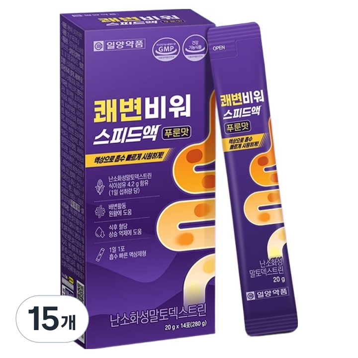일양약품 쾌변비워 스피드액 푸룬맛 14p, 280g, 15개