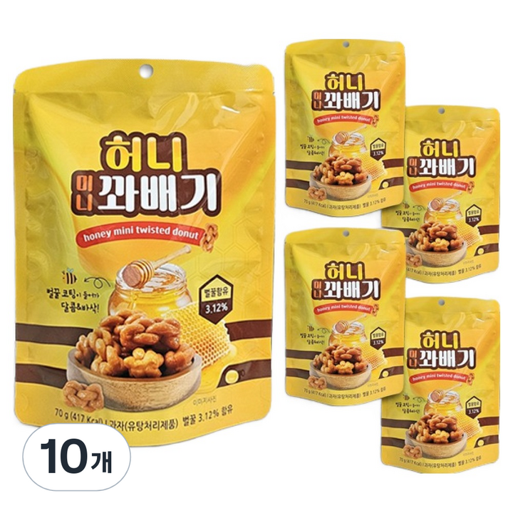 허니 미니 꽈배기 과자, 10개, 70g