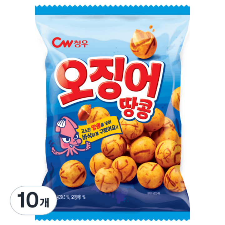 청우식품 오징어땅콩, 90g, 10개