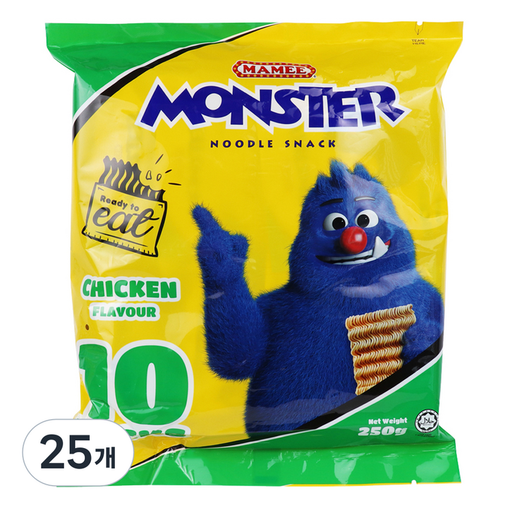 마미 몬스터 누들 스낵 치킨향, 25개, 250g