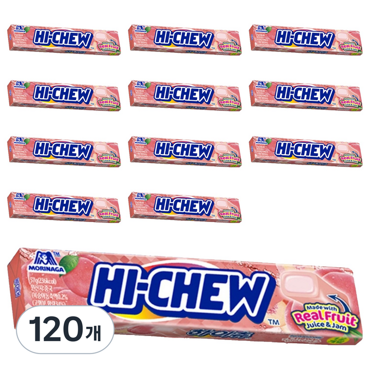 모리나가 하이츄 복숭아맛, 57g, 120개