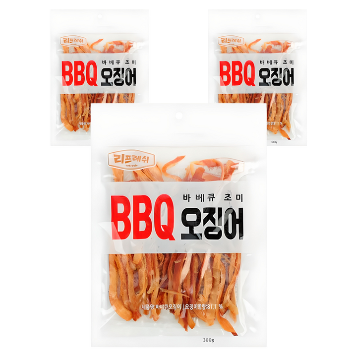 리프레쉬 바베큐 오징어, 300g, 3개