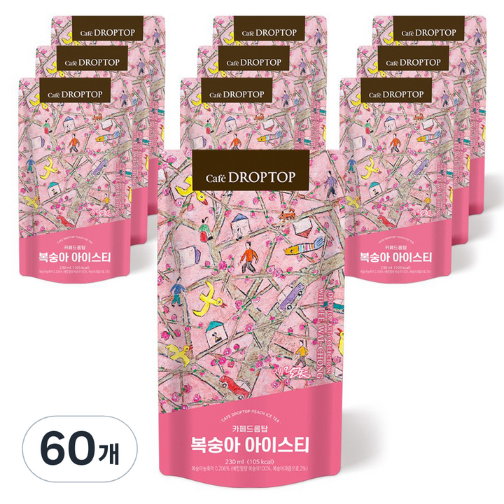드롭탑 복숭아 아이스티, 60개, 230ml