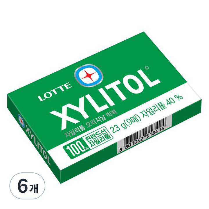 롯데자일리톨 오리지날 판 츄잉껌 9p, 23g, 6개