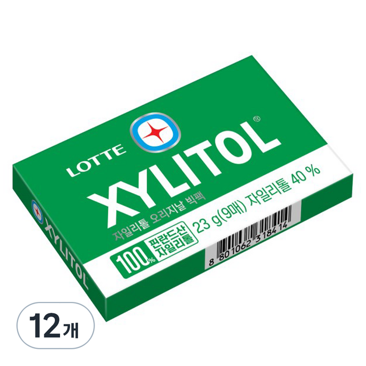롯데자일리톨 오리지날 판 츄잉껌 9p, 23g, 12개