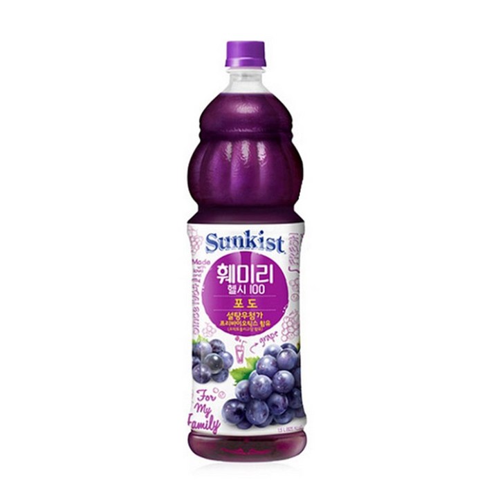 해태 썬키스트 훼미리 헬시 포도 100, 1개, 1.5L