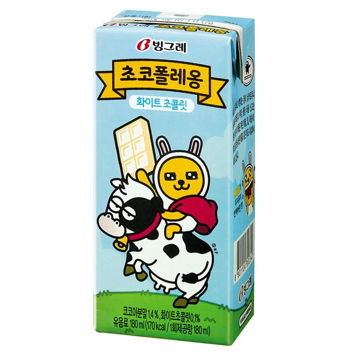 빙그레 초코폴레옹 화이트초코, 180ml, 24개