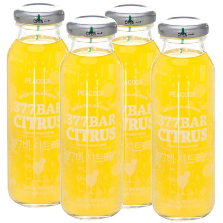 피코크 377바 시트러스 음료, 245ml, 4개