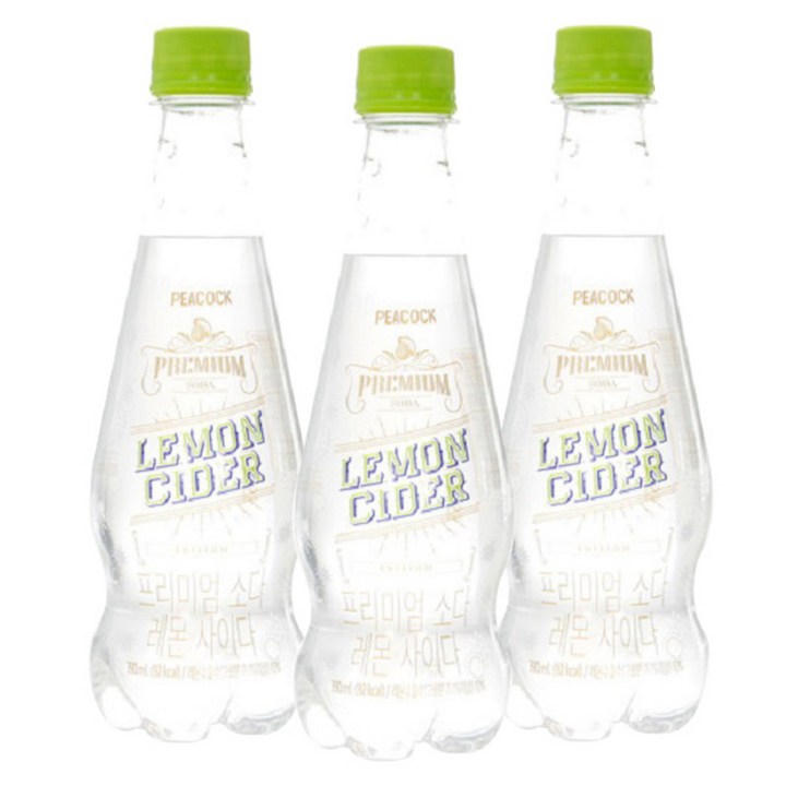 피코크 프리미엄 소다 레몬 사이다, 390ml, 3개
