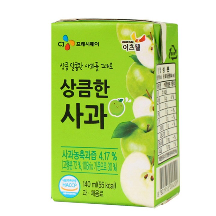 CJ프레시웨이 상큼한 사과주스, 140ml, 24개