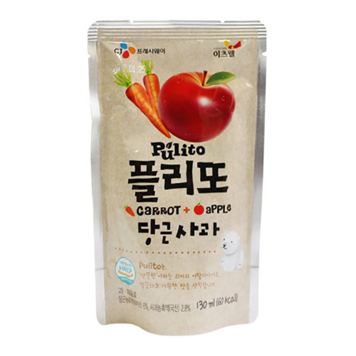 CJ프레시웨이 플리또 당근사과 혼합주스, 130ml, 40개입