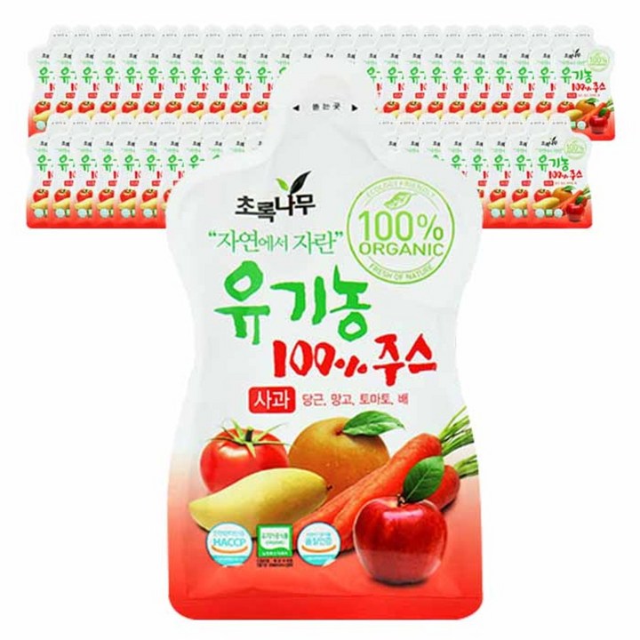 초록나무 유기농 100% 사과주스, 100ml, 50개