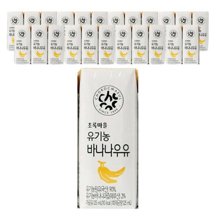 초록마을 유기농 바나나우유, 125ml, 24개