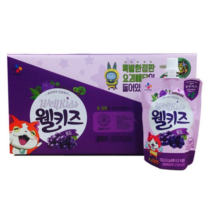 CJ 웰키즈 어린이음료, 포도맛, 10개입