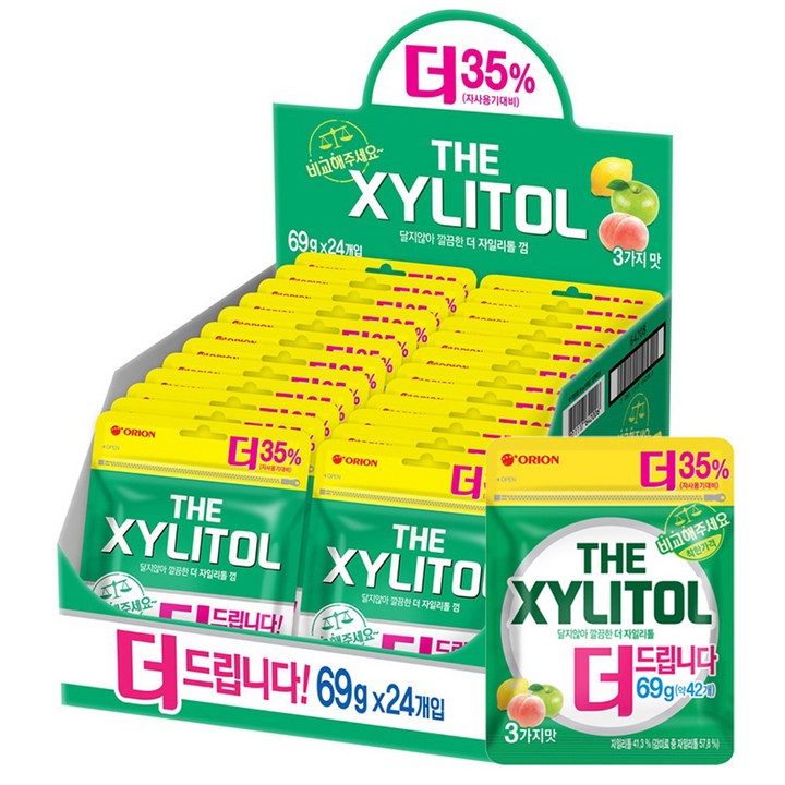 더자일리톨 추잉껌 리필, 69g, 24개
