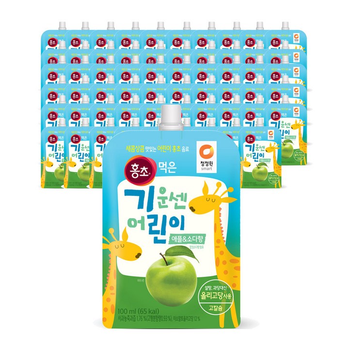 청정원 홍초먹은 기운센 어린이 애플&소다향 음료, 100ml