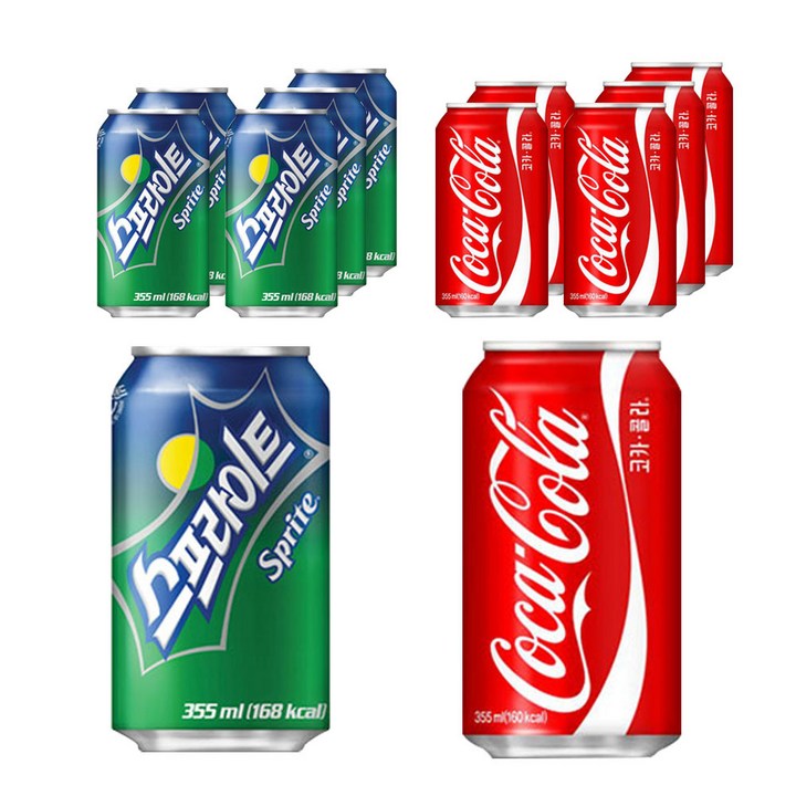 코카콜라 355ml x 6p + 스프라이트 355ml x 6p, 4.26L