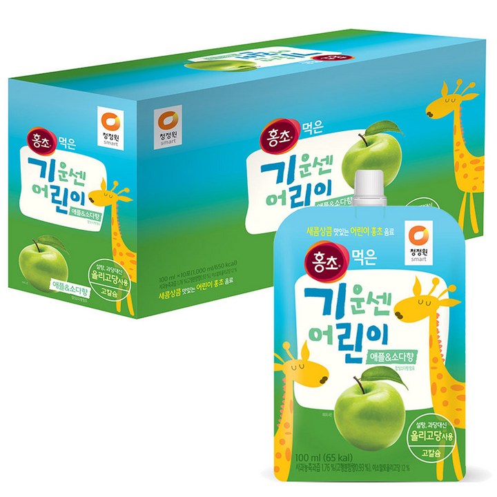 청정원 홍초먹은 기운센 어린이 애플&소다향 음료, 100ml, 10개