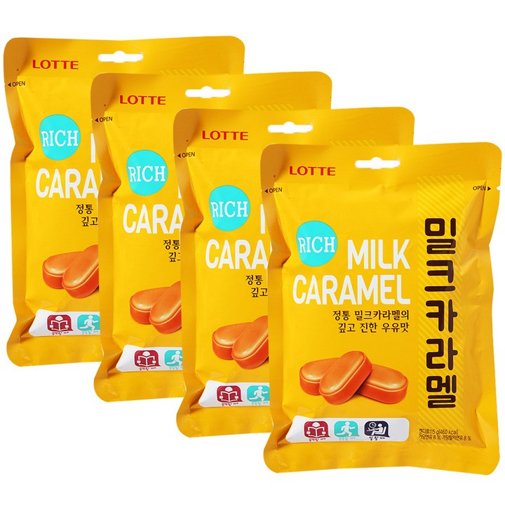 롯데웰푸드 밀크카라멜, 115g, 4개