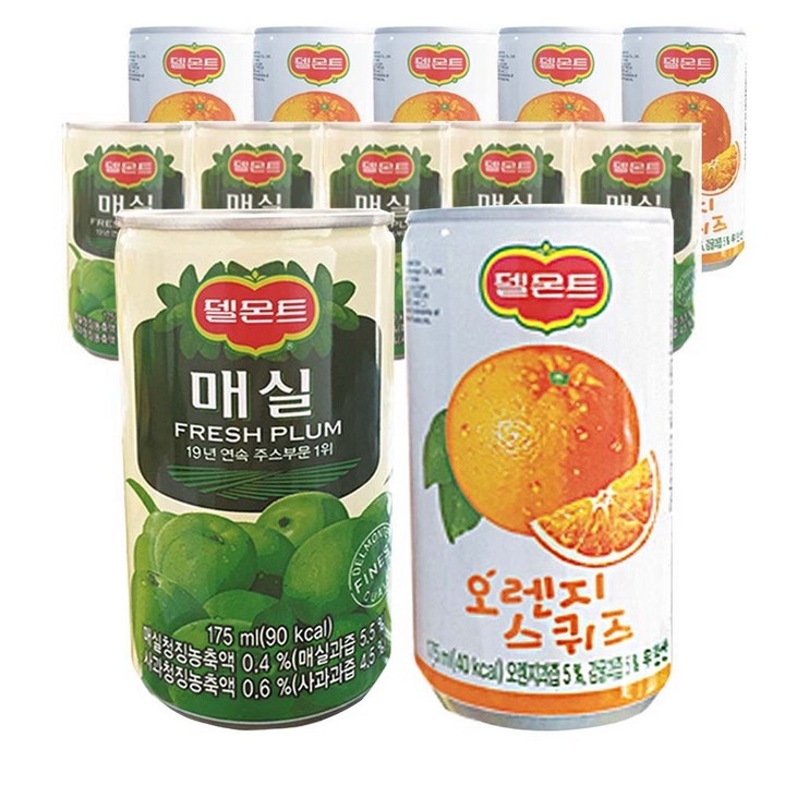 델몬트 매실 175ml x 6p + 델몬트 오렌지스퀴즈 175ml x 6p, 1세트