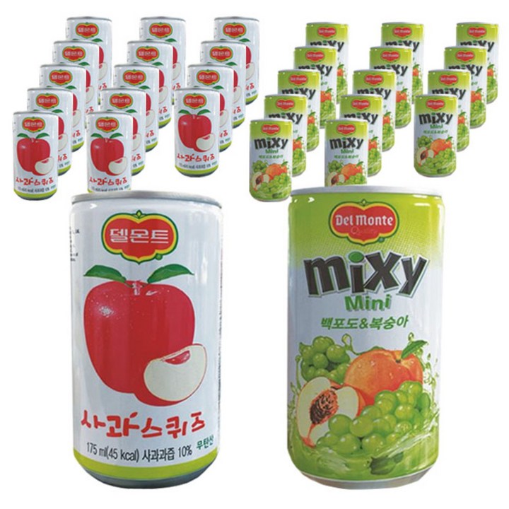 델몬트 사과 스퀴즈 175ml x 15p + 믹시미니 백포도 & 복숭아 175ml x 15p, 1세트