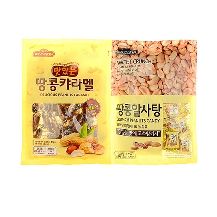 일광제과 맛있는땅콩캬라멜 270g + 땅콩알사탕 280g, 1세트