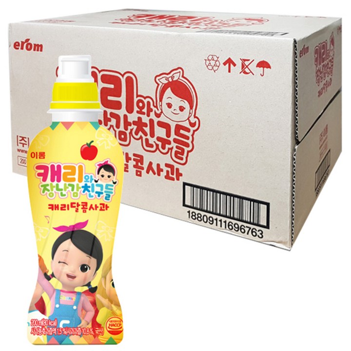 이롬 캐리 달콤사과 주스 PET, 200ml, 24개