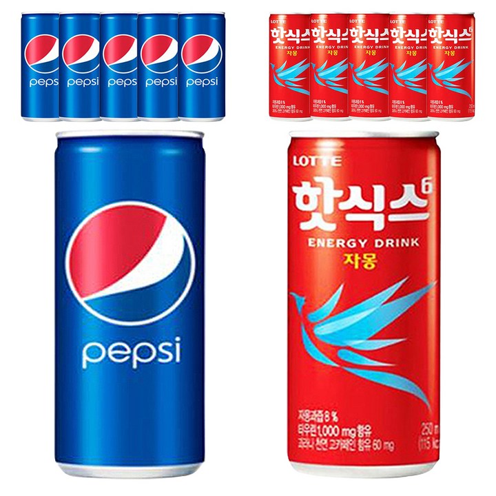 펩시콜라 250ml x 6p + 핫식스 자몽 250ml x 6p, 1세트