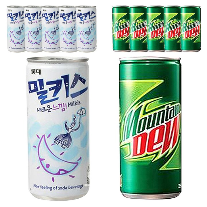 밀키스 250ml x 6p + 마운틴듀 250ml x 6p, 12개