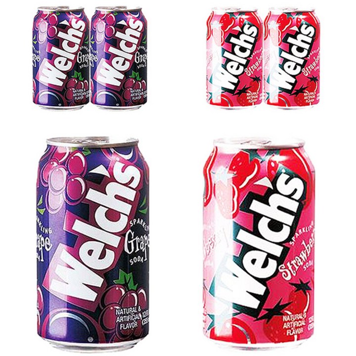 웰치스 탄산음료 포도 355ml x 3p + 딸기 355ml x 3p, 1세트