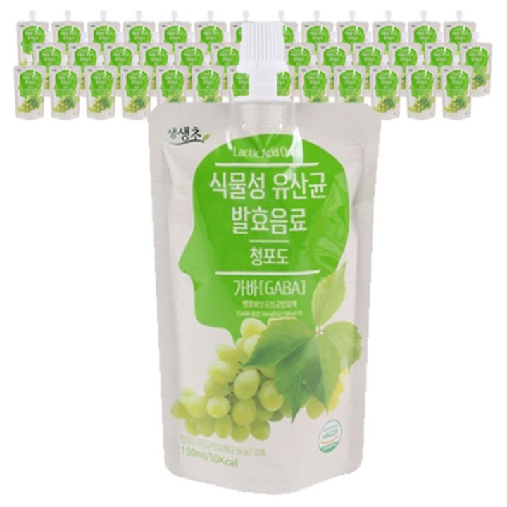 생생초 식물성 유산균 발효음료 청포도주스, 100ml, 40개입