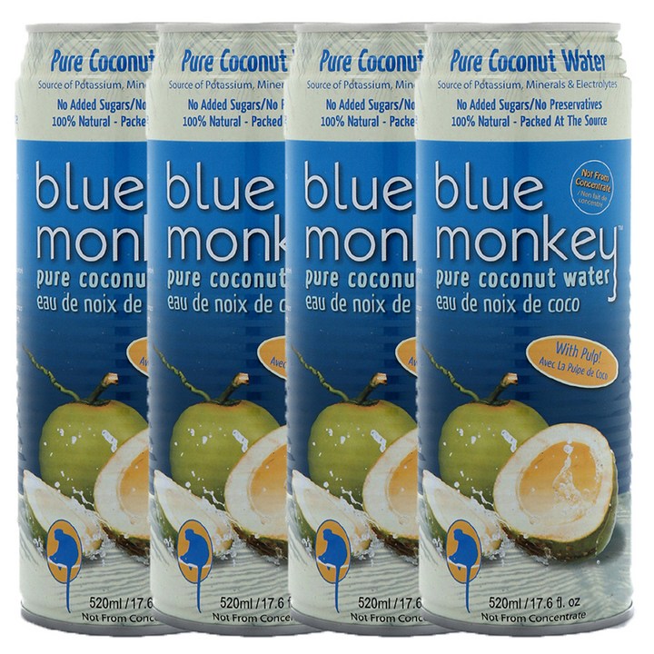 블루몽키 퓨어 코코넛워터, 520ml, 4개