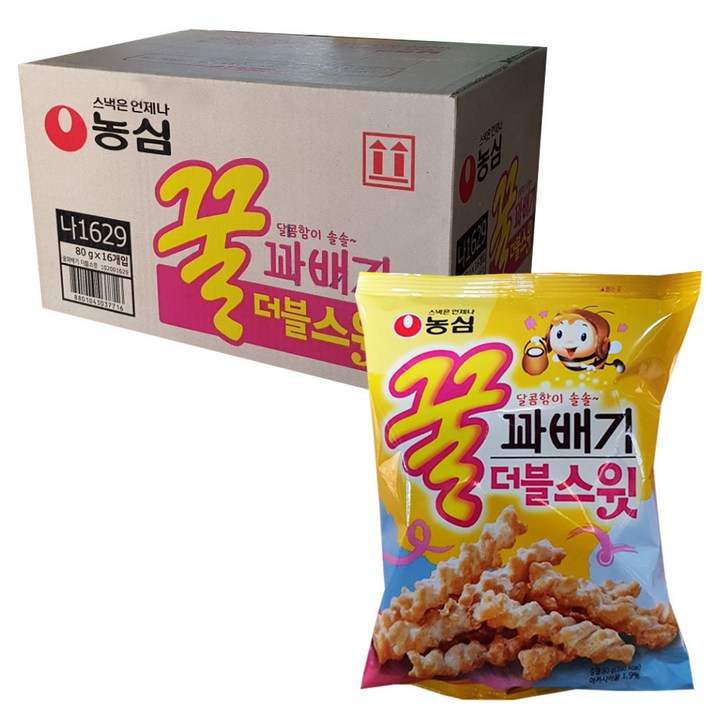 농심 꿀꽈배기 더블스윗, 80g, 16개