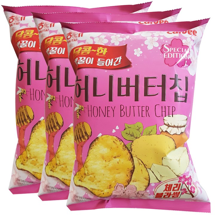 해태제과 허니버터칩 체리블라썸, 120g, 3개