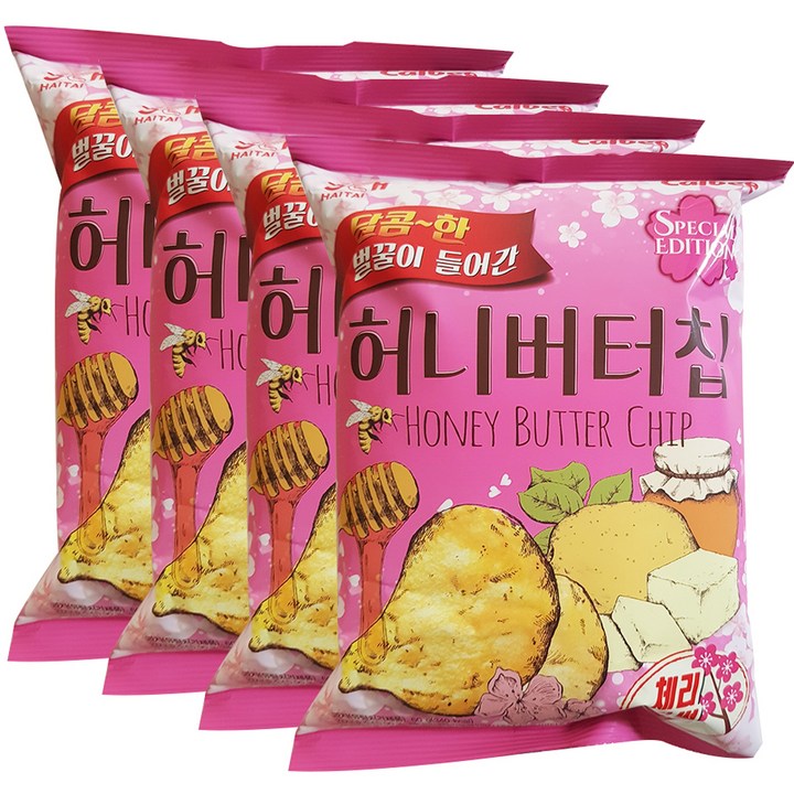 해태제과 허니버터칩 체리블라썸, 60g, 4개