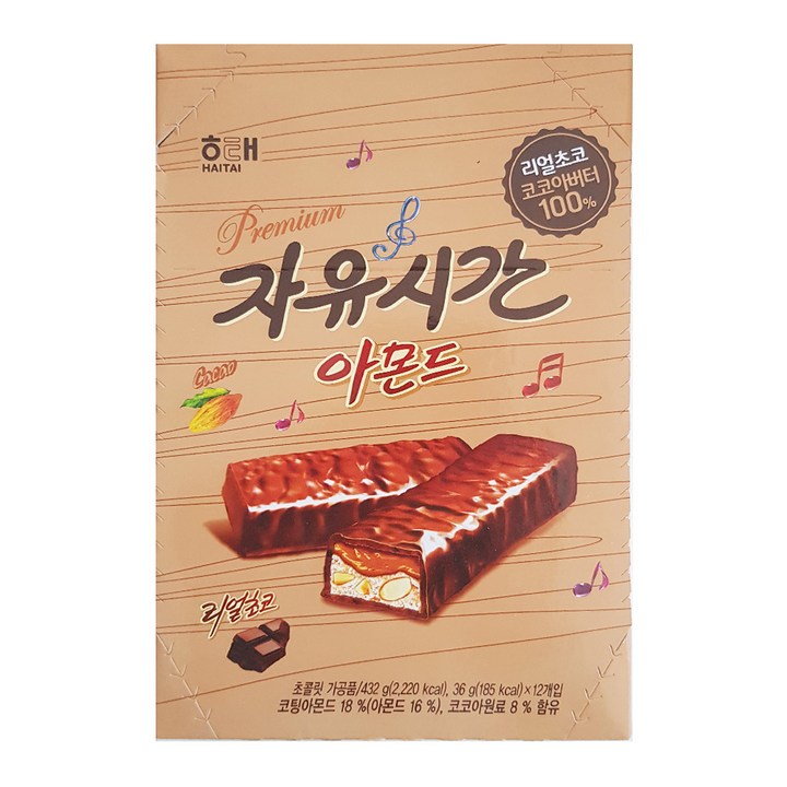 자유시간 아몬드 초코바, 36g, 12개