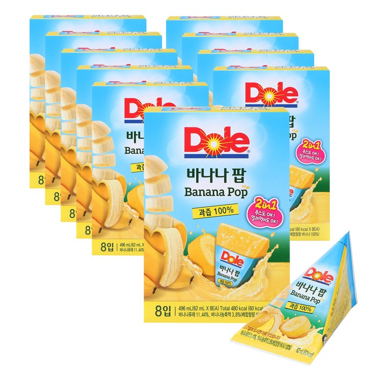 돌 바나나 팝 주스 8p, 496ml, 10개